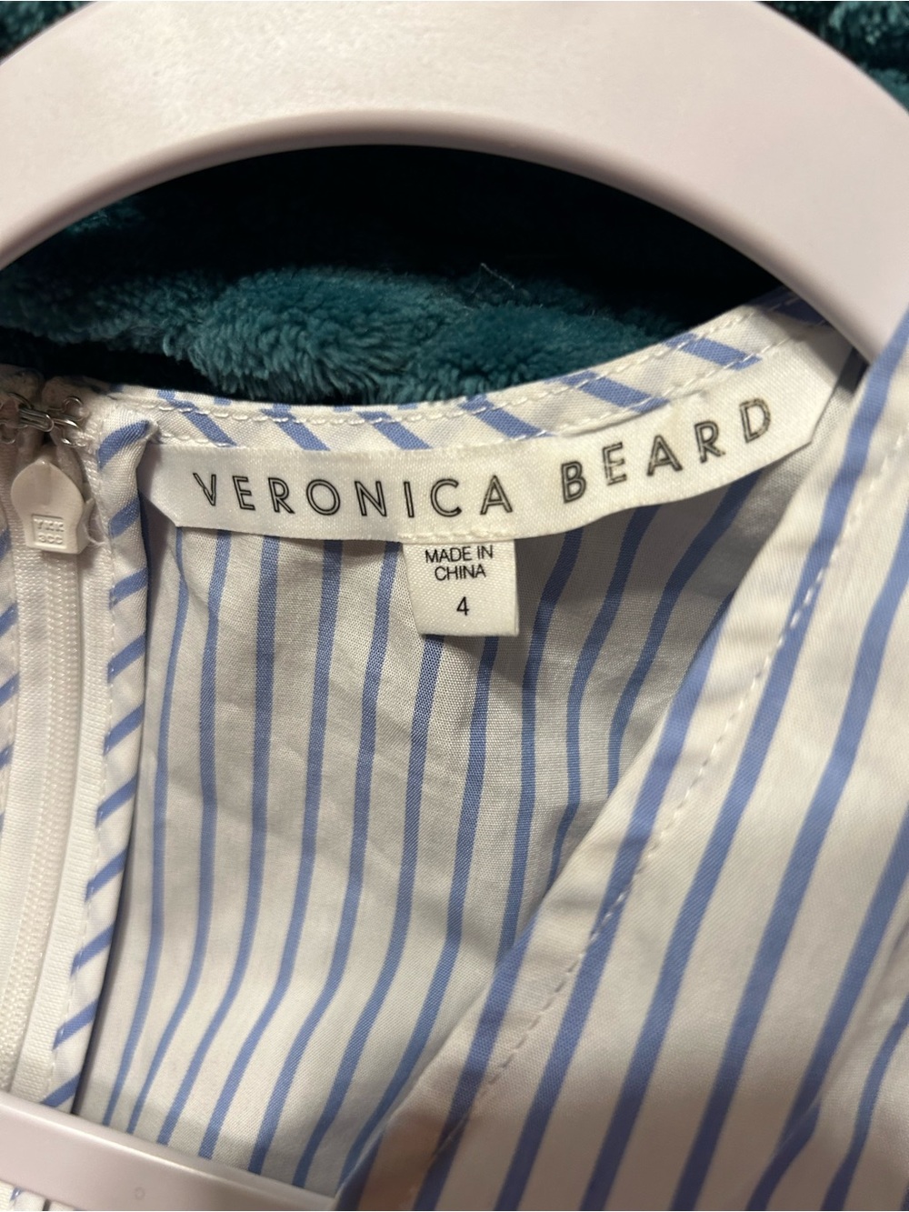Veronica Beard White Shirt with Light Blue Stripes